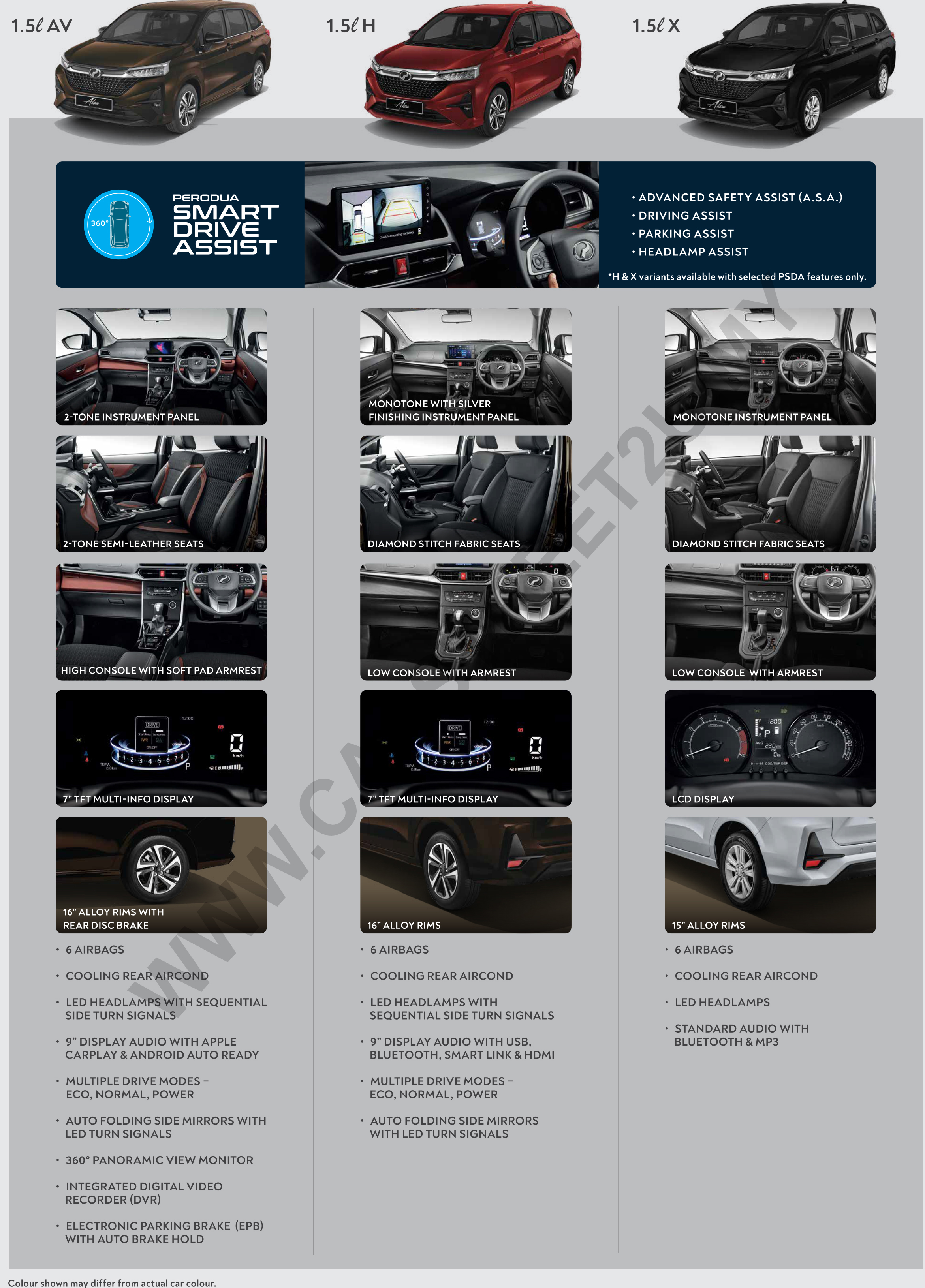 Perodua Alza official brochure specification sheet by CarStreet2u