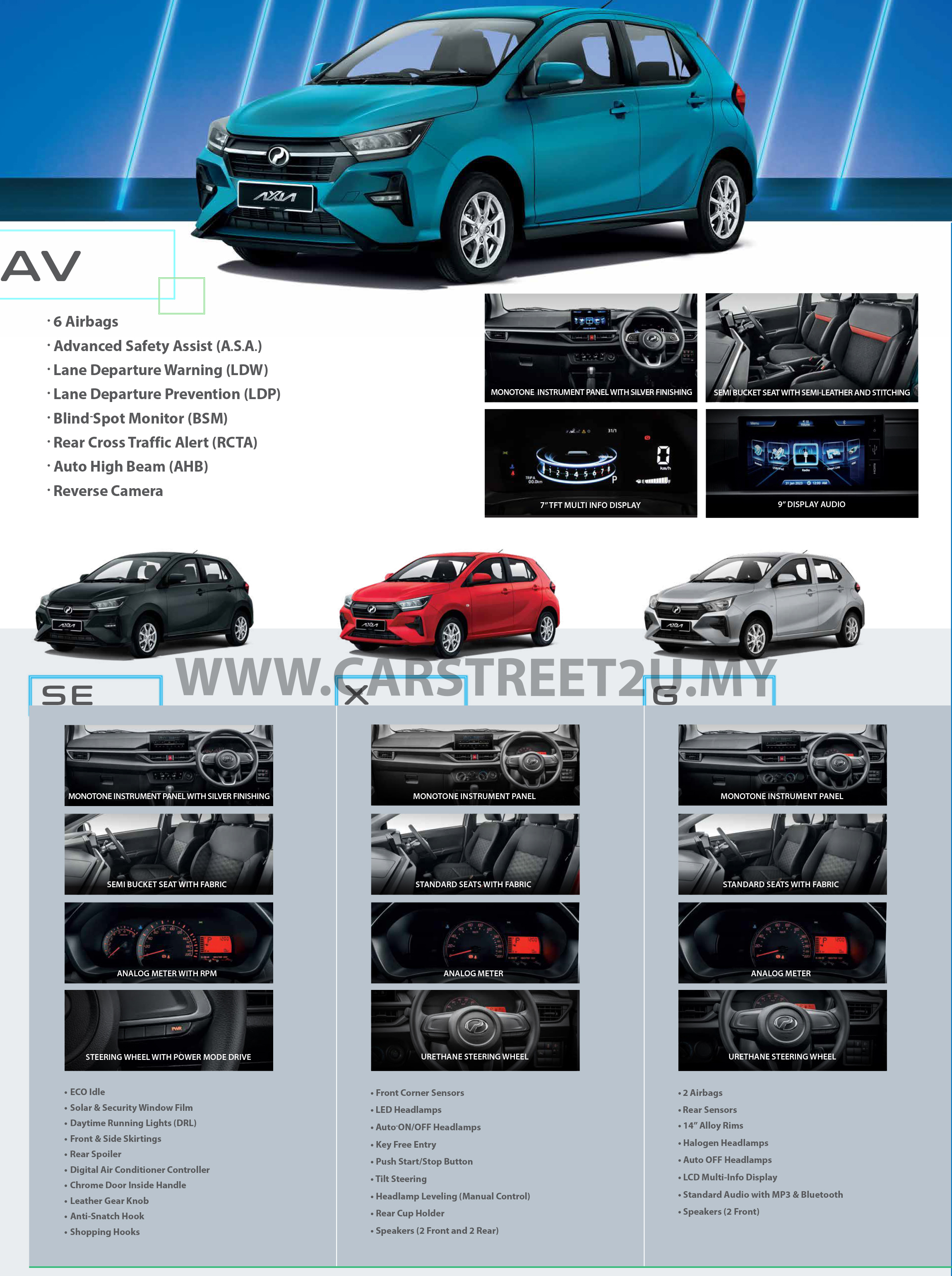Perodua Axia Official Brochure Specification Sheet – Malaysia by CarStreet2u