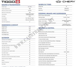 Chery Tiggo 8 Malaysia Official Brochure Specification Sheet – Malaysia by CarStreet2u