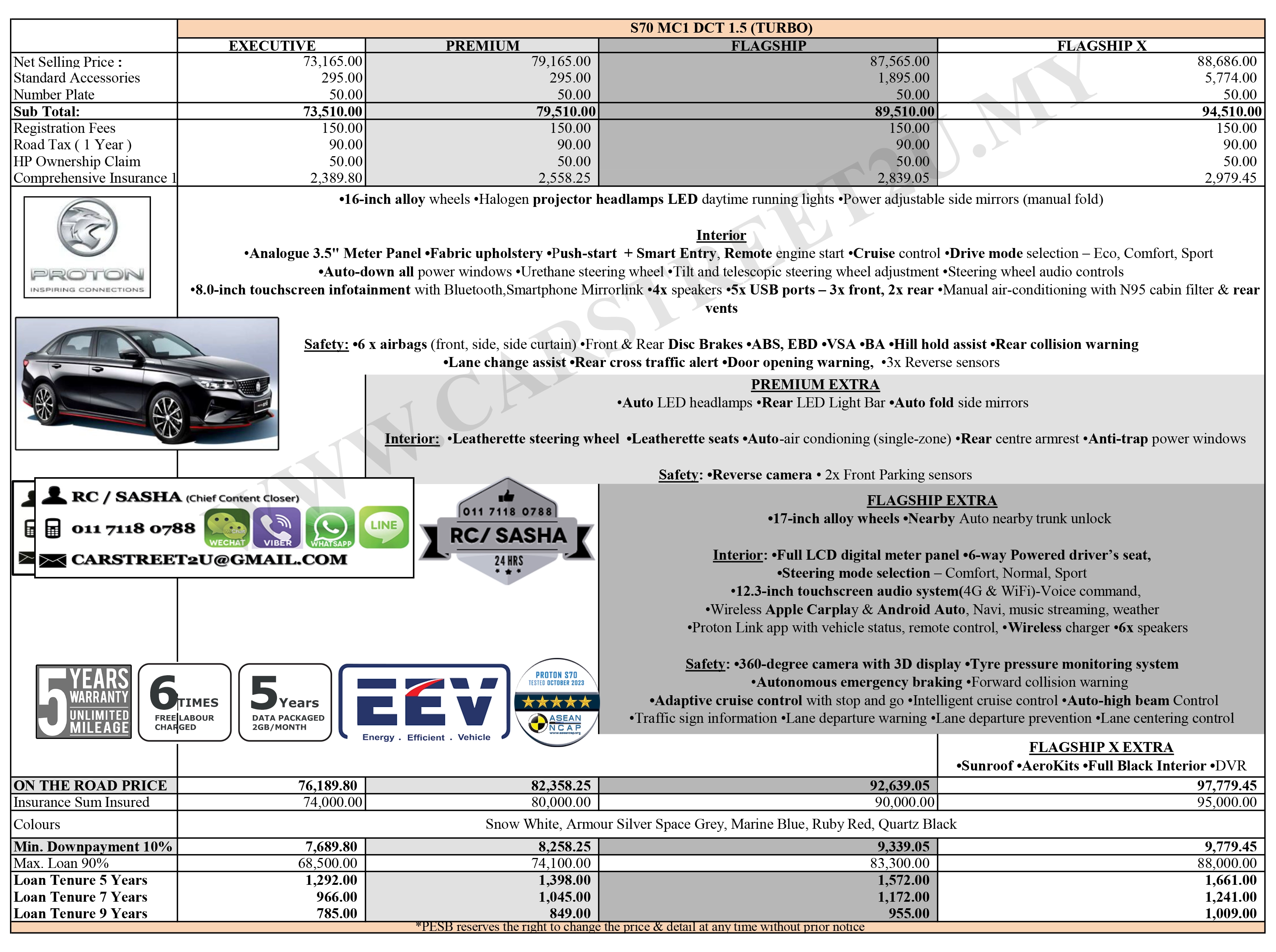 Proton S70 MC1 Price List – Malaysia by CarStreet2u